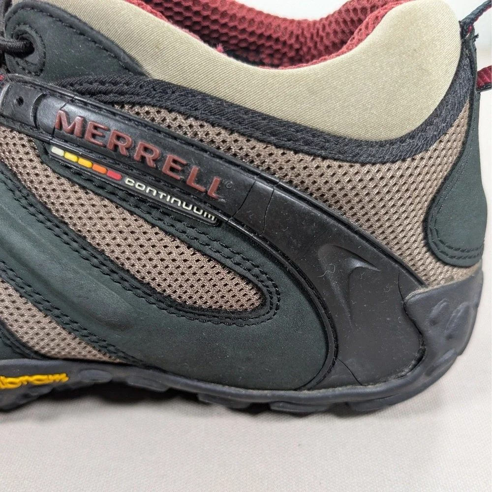 Merrell Chameleon II Stretch Mens 10 Black Tan Hiking Shoes Vibram Sole